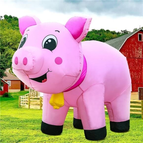 6FT Pig Inflatables Christmas Spring Farm Ranch Blow up Animals Cute